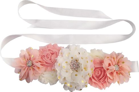 Flower Sash Belts for Women/Girls Dresses Bridal Wedding Bridesmaids Belt Maternity Pregnancy Flower Belt for Baby Shower in Kuwait