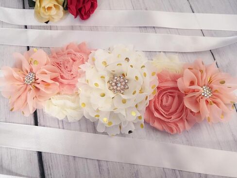 Flower Sash Belts for Women/Girls Dresses Bridal Wedding Bridesmaids Belt Maternity Pregnancy Flower Belt for Baby Shower in Kuwait