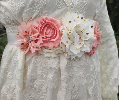 Flower Sash Belts for Women/Girls Dresses Bridal Wedding Bridesmaids Belt Maternity Pregnancy Flower Belt for Baby Shower in Kuwait