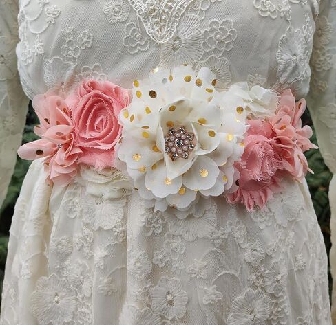 Flower Sash Belts for Women/Girls Dresses Bridal Wedding Bridesmaids Belt Maternity Pregnancy Flower Belt for Baby Shower in Kuwait