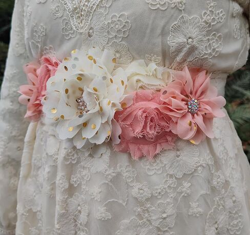 Flower Sash Belts for Women/Girls Dresses Bridal Wedding Bridesmaids Belt Maternity Pregnancy Flower Belt for Baby Shower in Kuwait
