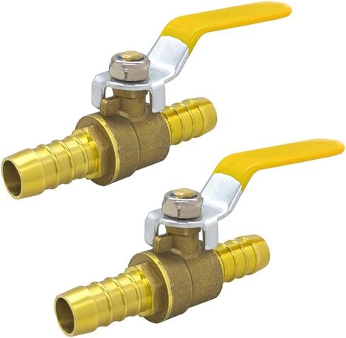Hoashing 2 قطعة 1/2 بوصة Pex Ball Valve نحاس كامل المنفذ صمام إغلاق ربع دورة ساخن (أحمر) بارد (أزرق) من صمامات إيقاف الماء Pex Fittings in Kuwait