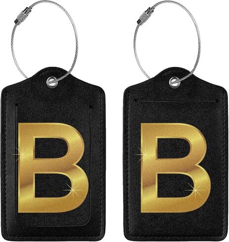 عبوتان من علامة الأمتعة الذهبية بحروف "B" لحقيبة السفر، حلقة فولاذية مع ملصق تعريف غطاء الخصوصية، هدية عيد ميلاد للسفر للرجال والنساء in Kuwait