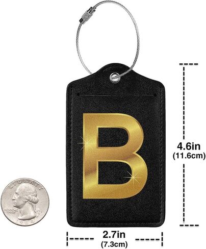 عبوتان من علامة الأمتعة الذهبية بحروف "B" لحقيبة السفر، حلقة فولاذية مع ملصق تعريف غطاء الخصوصية، هدية عيد ميلاد للسفر للرجال والنساء in Kuwait