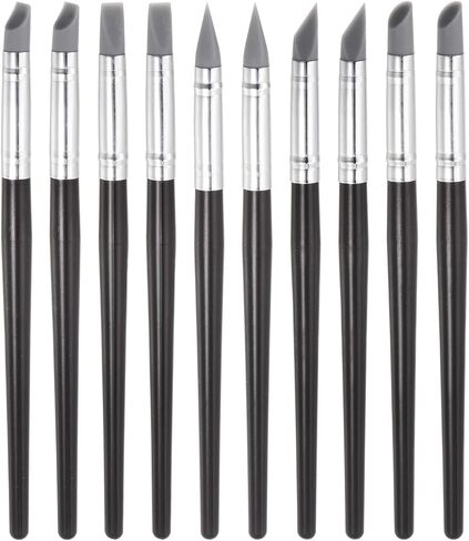 HARFINGTON 10pcs Clay Sculpting Tool Set, Clay Sculpting Shaper Rubber Tip Shaping Pen Silicone Brushes Shaping Carving Tool for Ceramic Sculpture Polymer Clay, Black in Saudi Arabia