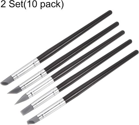 HARFINGTON 10pcs Clay Sculpting Tool Set, Clay Sculpting Shaper Rubber Tip Shaping Pen Silicone Brushes Shaping Carving Tool for Ceramic Sculpture Polymer Clay, Black in Saudi Arabia