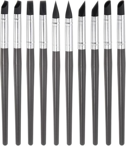HARFINGTON 10pcs Clay Sculpting Tool Set, Clay Sculpting Shaper Rubber Tip Shaping Pen Silicone Brushes Shaping Carving Tool for Ceramic Sculpture Polymer Clay, Black in Saudi Arabia