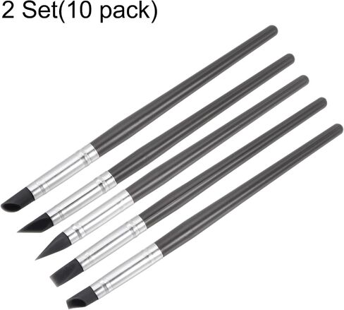 HARFINGTON 10pcs Clay Sculpting Tool Set, Clay Sculpting Shaper Rubber Tip Shaping Pen Silicone Brushes Shaping Carving Tool for Ceramic Sculpture Polymer Clay, Black in Saudi Arabia