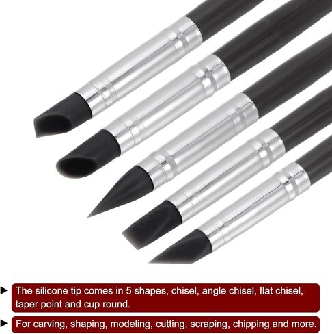 HARFINGTON 10pcs Clay Sculpting Tool Set, Clay Sculpting Shaper Rubber Tip Shaping Pen Silicone Brushes Shaping Carving Tool for Ceramic Sculpture Polymer Clay, Black in Saudi Arabia