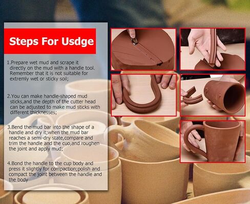 GEOCCI الفخار مقبض صنع أداة الفخار نحت أدوات النحت مكشطة الفخار الطين الطارد أداة مقبض شكل أداة لصنع كوب الشاي القدح مقبض الكأس (نمط A1) in Kuwait