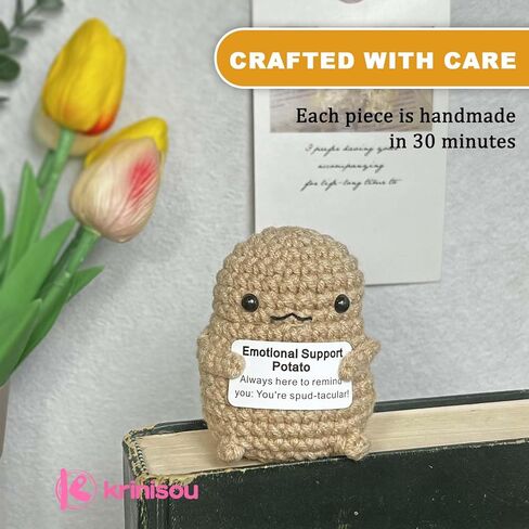 بطاطس كرينيسو للدعم العاطفي مع بطاقة إيجابية، خضروات كروشيه إيجابية، بطاطس تحفيزية إيجابية، هدية عيد ميلاد صغيرة فريدة للنساء وأصدقائها قطعة واحدة in Kuwait