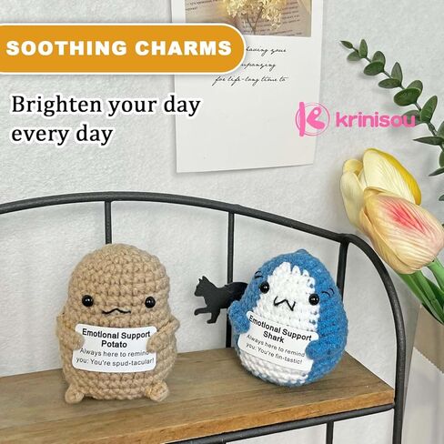 بطاطس كرينيسو للدعم العاطفي مع بطاقة إيجابية، خضروات كروشيه إيجابية، بطاطس تحفيزية إيجابية، هدية عيد ميلاد صغيرة فريدة للنساء وأصدقائها قطعة واحدة in Kuwait