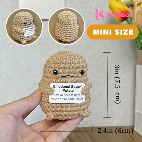 بطاطس كرينيسو للدعم العاطفي مع بطاقة إيجابية، خضروات كروشيه إيجابية، بطاطس تحفيزية إيجابية، هدية عيد ميلاد صغيرة فريدة للنساء وأصدقائها قطعة واحدة in Kuwait