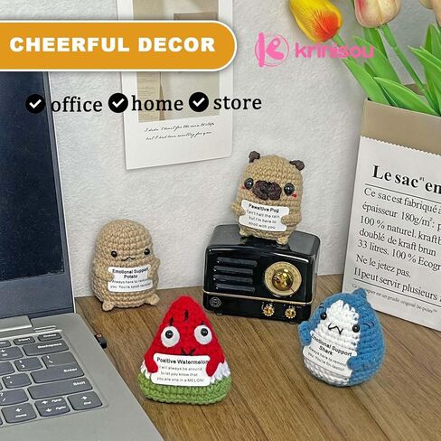 بطاطس كرينيسو للدعم العاطفي مع بطاقة إيجابية، خضروات كروشيه إيجابية، بطاطس تحفيزية إيجابية، هدية عيد ميلاد صغيرة فريدة للنساء وأصدقائها قطعة واحدة in Kuwait