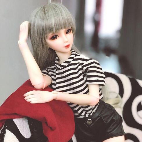niannyyhouse 1/3 1/4 1/6 BJD Dolls Clothes Burgundy Overcoat Striped T-Shirt Leather Shorts Socks Ball Jointed Dolls Accessories Dress Up Gift (1/4BJD) in Saudi Arabia