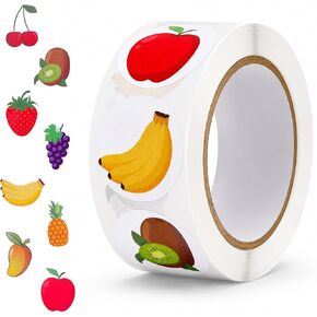 500Pcs 8 Designs Fruit Paper Stickers Roll, Self-Adhesive Fruit Decals in Saudi Arabia