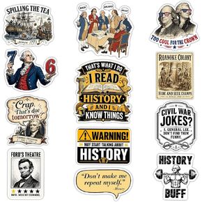 12 PCS Funny History Stickers, American History Decals Pack, Teacher Student Historian Vinyl Stickers for Laptop Water Bottle Notebook in Saudi Arabia