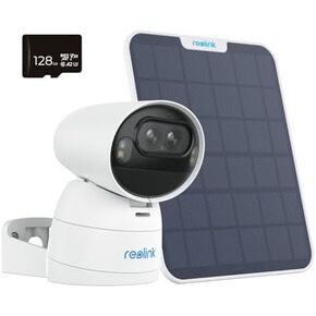 REOLINK Argus Track + 128GB SD Card, 4K Dual-Lens Solar Security Cameras Wireless Outdoor/Indoor, 6W Solar Panel, Auto Zoom Tracking, 2.4/5GHz WiFi, Color Night Vision, No Subscriptions in Saudi Arabia