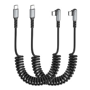 Coiled USB C Cable,Short Right Angle USB C to USB C Car Cable,1FT 2Pack in Saudi Arabia