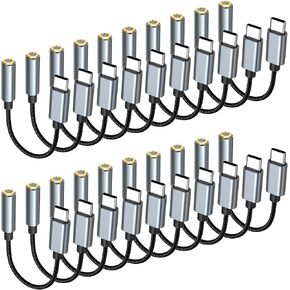 USB C to 3.5mm Headphone Jack Adapter 20-Pack, HiFi Type C to AUX, White in Kuwait