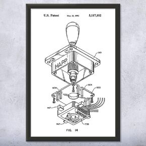 Framed Arcade Game Joystick Print, Video Game Art, Game Designer Gift, Joystick Art Print, Game Room Decor, Arcade Decor Black & White (18x24) in Kuwait