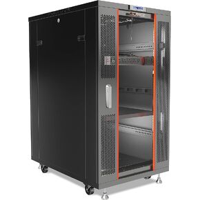 Sysracks 27U Deep Server Rack Cabinet Enclosure Locking | 39-Inch Depth Network Equipment Rack Cabinet with Thermocontroller, LCD-Screen, 4 Fans, Power Strip, Shelf, Wheels, Dust-Tight Cable Entries in Kuwait