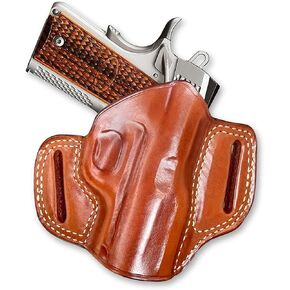 Masc Premium The Ultimate Leather OWB Pancake Holster Open Top fits Ultra Raptor 1911 9mm 3-inch, Right Hand Draw, Brown Color #1638# in Saudi Arabia