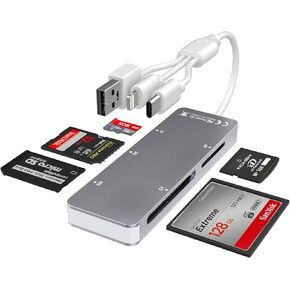 8-in-1 Memory Card Reader with 3 USB Ports, Lightning/USB-C/USB-A Adapter for iPhone/Android/PC/Mac, Supports SD/TF/MS/CF/XD Card & OTG for Photo/Video Transfer in Saudi Arabia