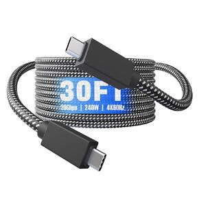 USB C to USB C Cable 30Ft, 240W Fast Charging, 20Gbps Data, 4K 60Hz Video in Saudi Arabia