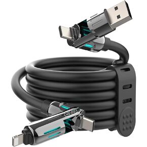 كابل شحن سريع MFish 240W 4 في 1، أسود، 10 قدم in Kuwait