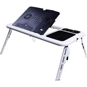 Foldable Laptop Desk Tray Black with Dual Fans, Adjustable Angle in Kuwait