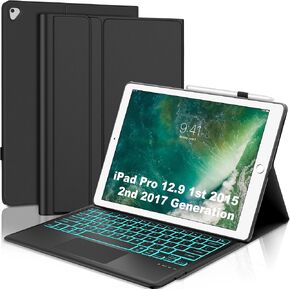 Touch Keyboard Case for iPad Pro 12.9 1st/2nd Generation, Detachable Backlit Keyboard for iPad Pro 12.9in 2015/2017 Gen Case, Keypad with Pen Slot for Pro12.9 Old Model: A1670/A1671/A1584/A1652, Black in Kuwait