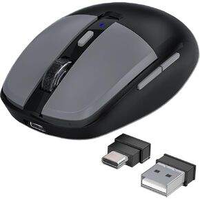 Wireless Bluetooth Mouse,Tri Mode(Bluetooth & USB-C & USB-A) Type-C Cordless Mice with LED,6 Buttons,Rechargeable,Ergonomic Silent Clicks,3200D-PI for PC/Laptop/Tablet/Computer/Mac Multi-Device in Kuwait