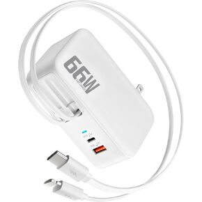 4 in 1 Retractable Charger for iPhone 18 Pro, 66W Phone Charger Wall Plug in Kuwait