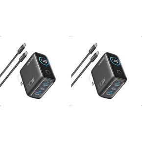 Anker 100W Max USB C Charger, 3-Port GaN Phone Charger with Smart Display (Pack of 2) in Saudi Arabia
