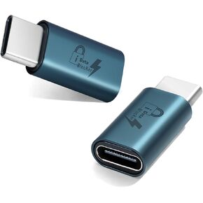 Duttek USB C to USB C Data Blocker, for Charge Only, Digital Security Protector with Male to Female, Anti Hacking Device Ports for Secure Charging Data Protection, 2 Pack-Blue in Kuwait
