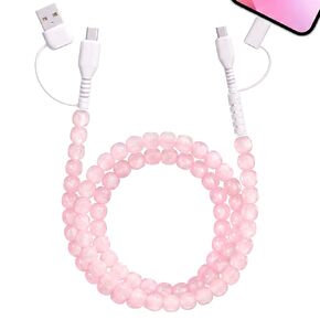 Aolcev 4 in 1 USB C Cable Multi Beaded for iPhone Charger Cord 3.3FT Pink in Saudi Arabia