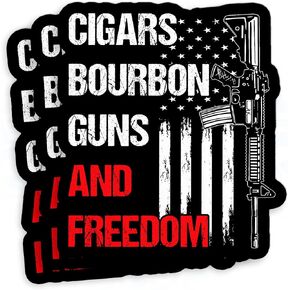 (3Pcs-3") Cigars Bourbon Guns and Freedom Stickers Funny Gun Cigars Lover American US Flag Waterproof Die-Cut Vinyl Sticker for Laptop Water Bottle Phone Car Sticker Gifts 3 Inches in Saudi Arabia