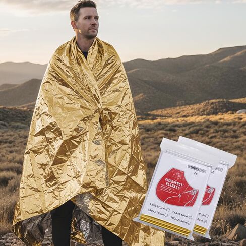 Emergency Thermal Blanket Outdoor—Rescue Survival Insulating Reflective Foil Blankets for Hiking Camping Marathon First Aid in Kuwait