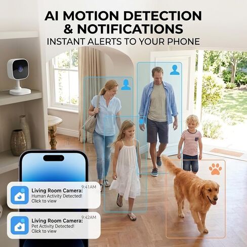 Dual-Band WiFi Wireless Indoor Camera, 2K Video & Night Vision in Kuwait