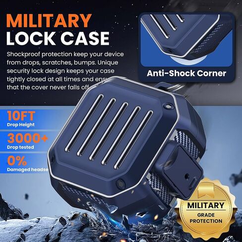 Compatible with Samsung Galaxy Buds 4/4 Pro Case Lock Cover, Full Body Shockproof Protective Cases Men Women with Cleaner Kit and Keychain for Galaxy Buds 4 Pro 2026 Case Blue in Kuwait