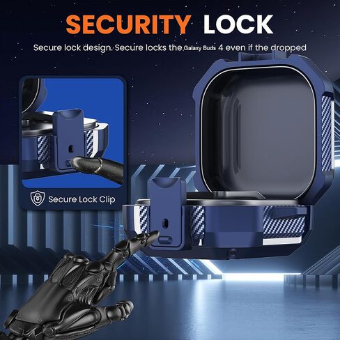 Compatible with Samsung Galaxy Buds 4/4 Pro Case Lock Cover, Full Body Shockproof Protective Cases Men Women with Cleaner Kit and Keychain for Galaxy Buds 4 Pro 2026 Case Blue in Kuwait