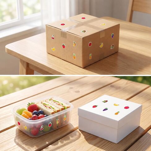 500Pcs 8 Designs Fruit Paper Stickers Roll, Self-Adhesive Fruit Decals in Kuwait