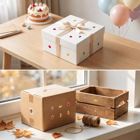 500Pcs 8 Designs Fruit Paper Stickers Roll, Self-Adhesive Fruit Decals in Kuwait