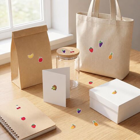 500Pcs 8 Designs Fruit Paper Stickers Roll, Self-Adhesive Fruit Decals in Kuwait