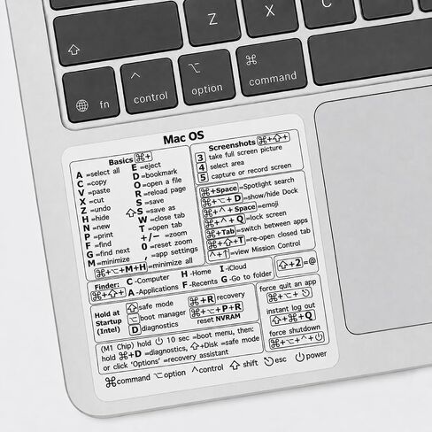 2-Pack 2026 macOS Keyboard Shortcuts Sticker Compatible with MacBook Air & Pro – Quick Reference Cheat Sheet in Kuwait