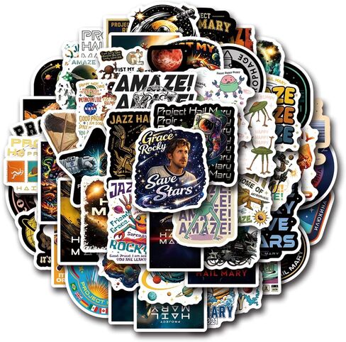 56pcs Project Stickers for Hail Mary Fans, Aamze Merch for Movie Lovers, Astrophage Fuel Space Theme Decals for Laptops Guitars Notebooks in Kuwait