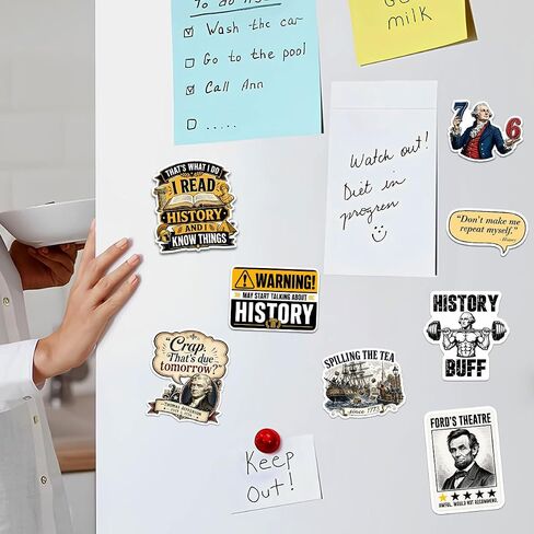 12 PCS Funny History Stickers, American History Decals Pack, Teacher Student Historian Vinyl Stickers for Laptop Water Bottle Notebook in Kuwait