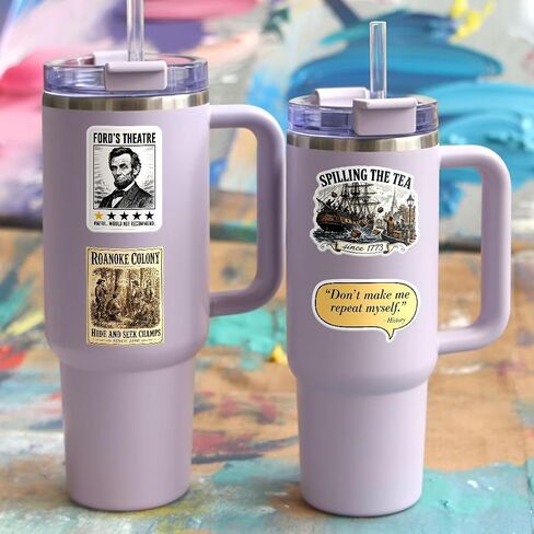 12 PCS Funny History Stickers, American History Decals Pack, Teacher Student Historian Vinyl Stickers for Laptop Water Bottle Notebook in Kuwait