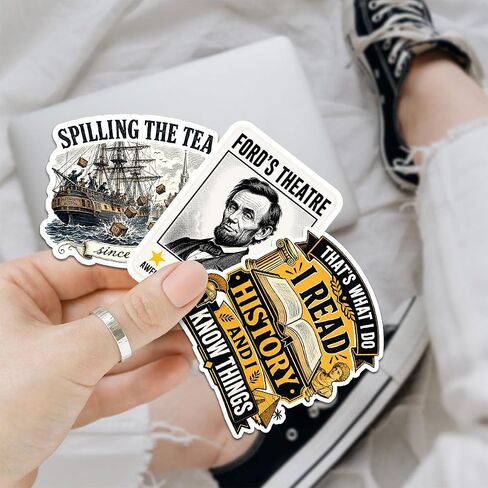 12 PCS Funny History Stickers, American History Decals Pack, Teacher Student Historian Vinyl Stickers for Laptop Water Bottle Notebook in Kuwait